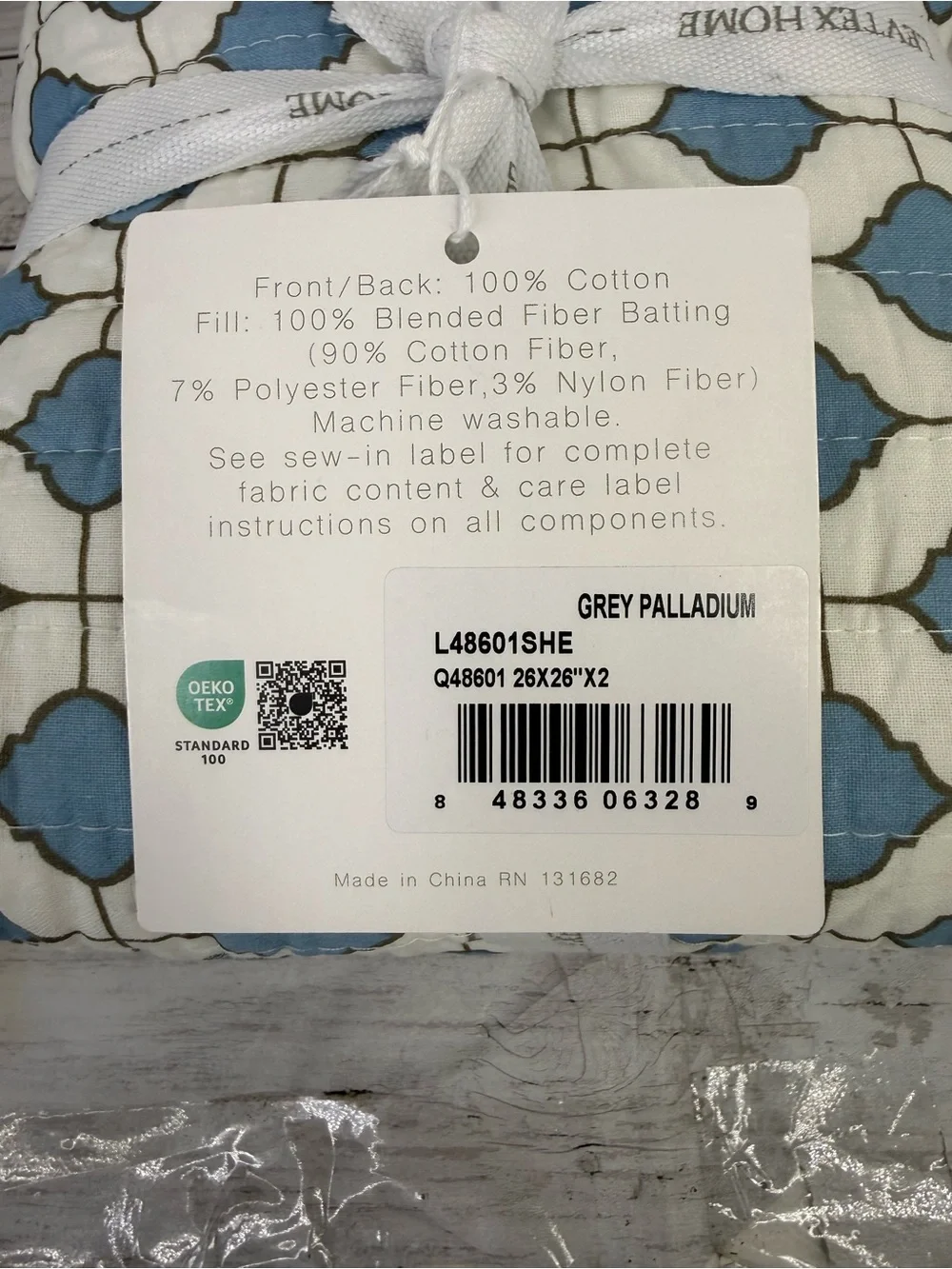 Palladium Blue & White Geometric Euro Sham Set